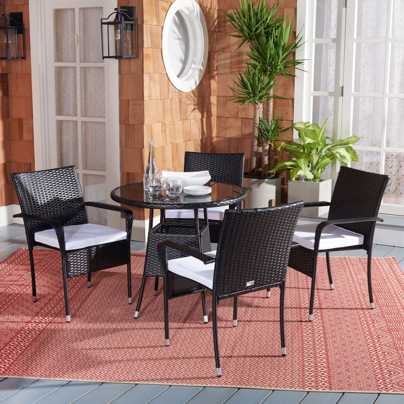 Safavieh Laina Round 4 - Person Outdoor Dining Set & Reviews | Wayfair